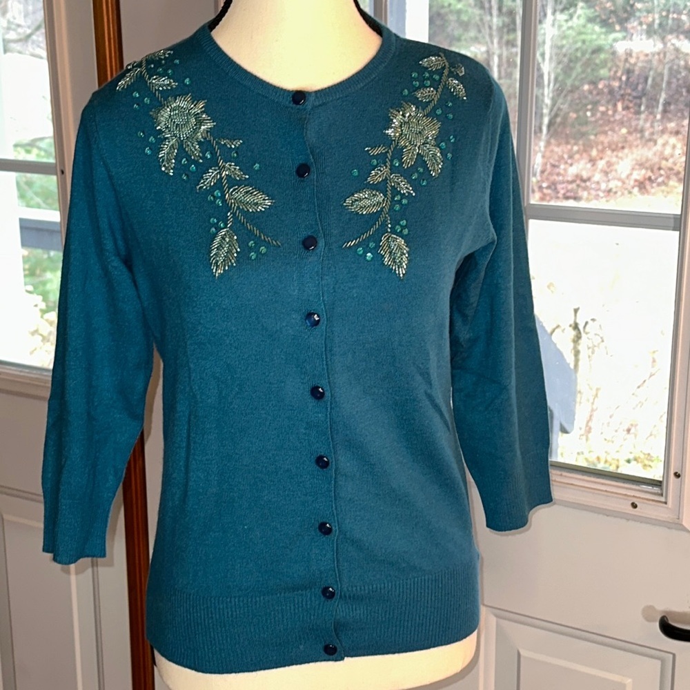 Apostrophe Beaded Cardigan